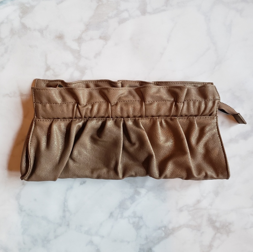 Express Gold Ruffled Clutch